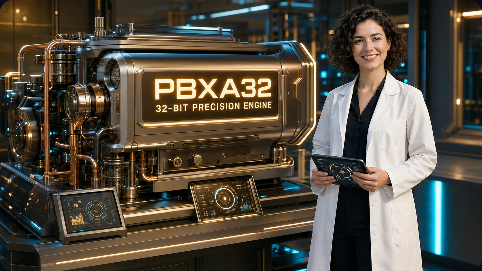 Ingenieurin mit der PBXA32 32-Bit-Präzisionsmaschine