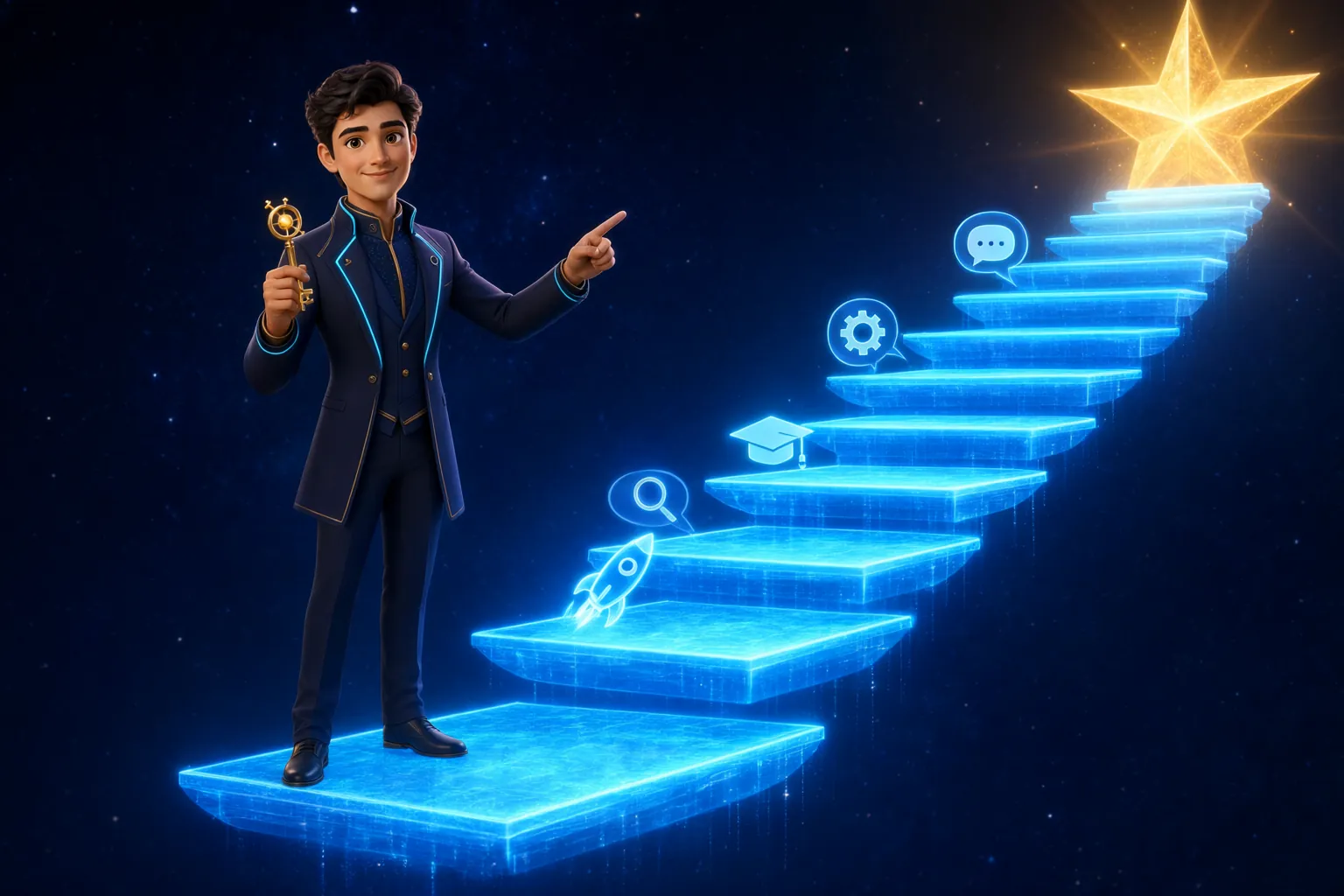 Cosmo presents the service steps from intro call to automation sprint