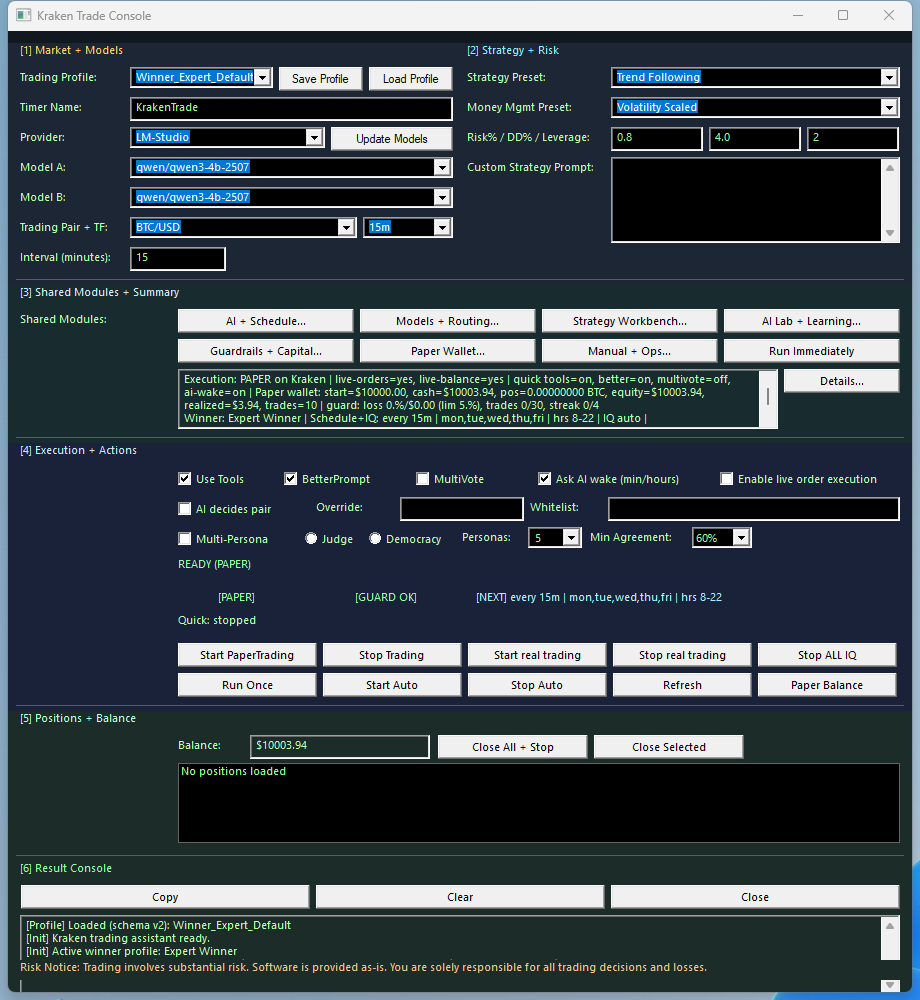 Trading Hub live interface