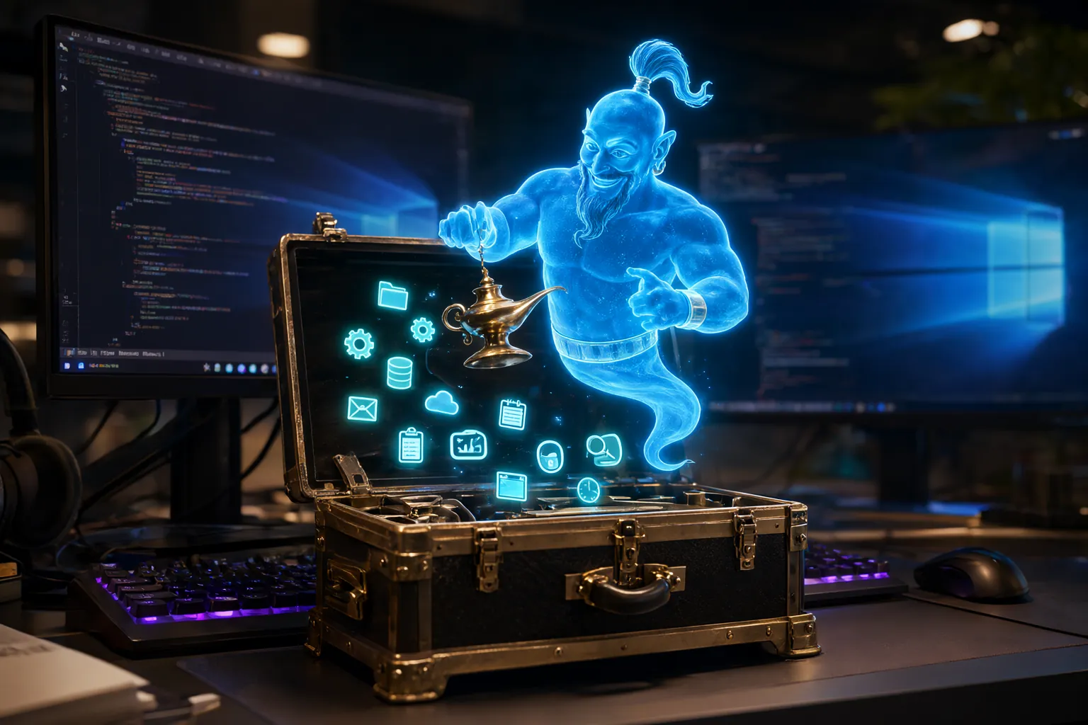 Genie with a toolbox full of MCP tools